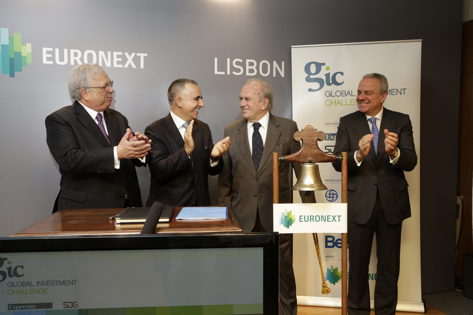 <p>Luís Alves Costa (SDG), Luís Laginha de Sousa (Euronext), Francisco Pinto Balsemão (Impresa) and José Maria Ricciardi (Haitong Bank)</p>